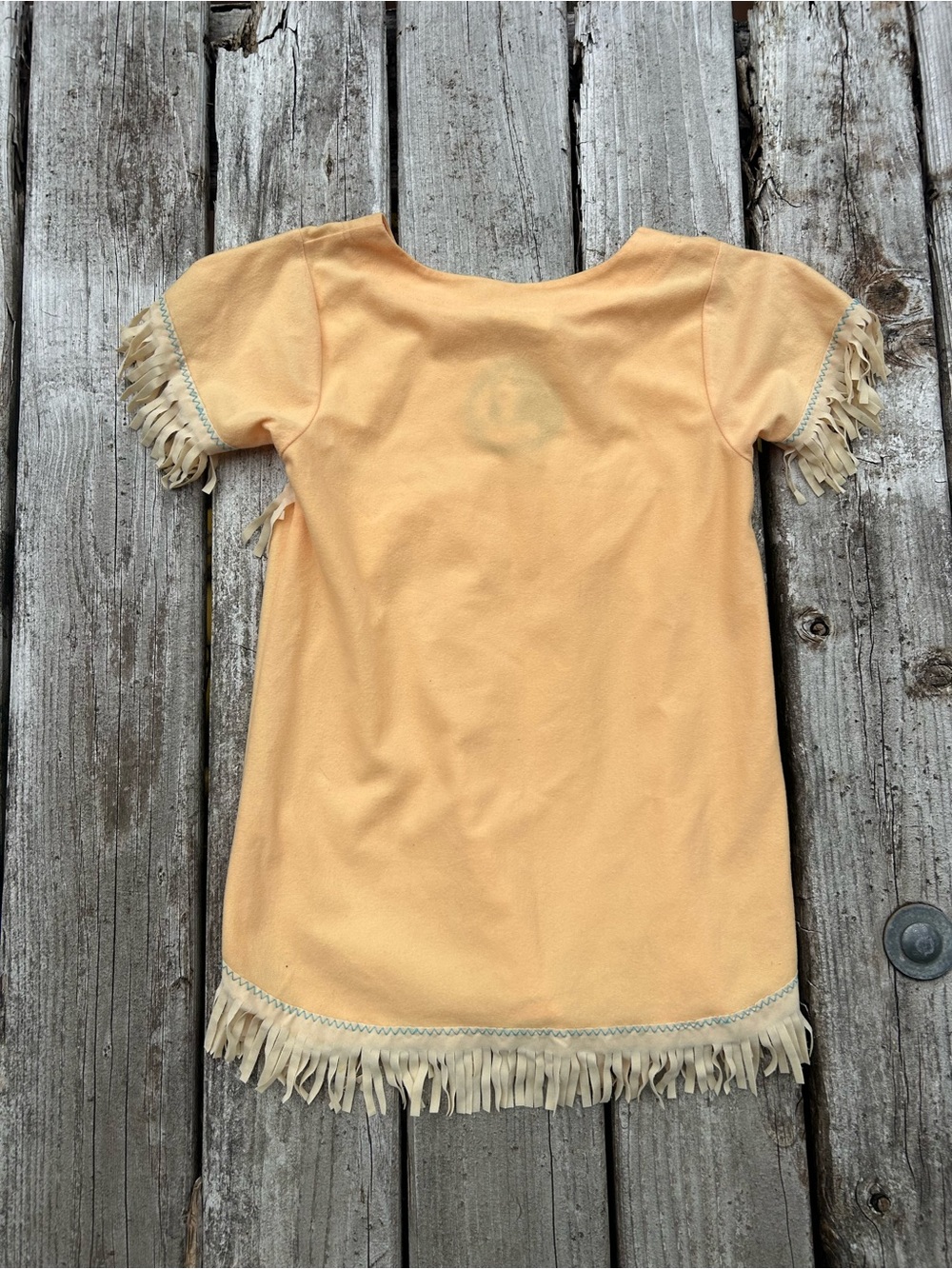 Vintage Disney Pocahontas Dress 90s Fringe Shirt Girls Size 5/6 Costume PJs - Picture 2 of 4